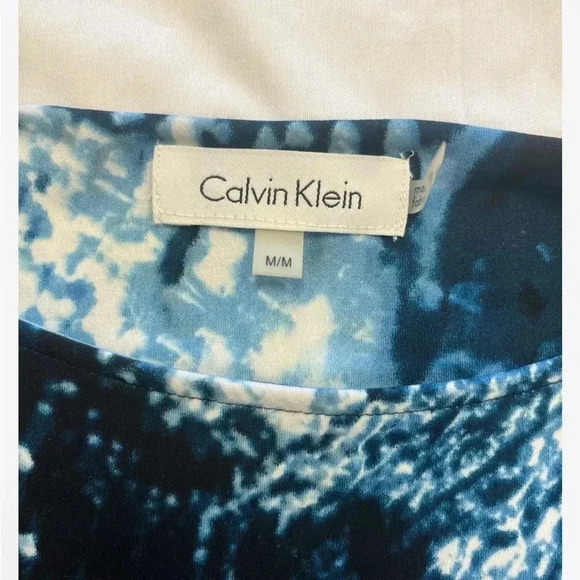 Calvin Klein Long Sleeve Wrap Style Top With Buckle Blue White Size Medium - Picture 10 of 10